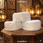 Close up of Firoz Cap showing Hard Cotton Texture and Intricate Weaving Pattern.