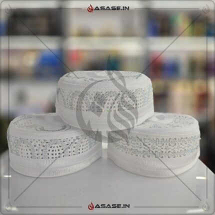 diamond nag wali white islamic topi