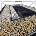 Luxury Quality Janamaz Black Gold Islamic Prayer Mat front view