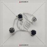 Asase Zircon Double Kaj Kurta Button for Men - Black - M01