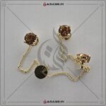 Asase Zircon Double Kaj Kurta Button for Men - Golden - M01