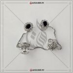 Asase Zircon Double Kaj Kurta Button for Men - Black - B07