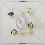 Asase Zircon Double Kaj Kurta Button for Men - Gold - S01