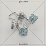 Asase Zircon Double Kaj Kurta Button for Men - Sky Blue - B01