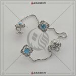 Asase Zircon Double Kaj Kurta Button for Men - Sky Blue - B05