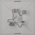 Asase Zircon Double Kaj Kurta Button for Men - White - B03