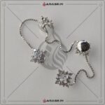 Asase Zircon Double Kaj Kurta Button for Men - White - B04