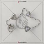 Asase Zircon Double Kaj Kurta Button for Men - White - B06