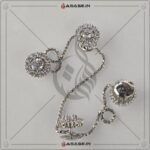 Asase Zircon Double Kaj Kurta Button for Men - White - M04