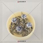 Asase Zircon Double Kaj Kurta Button for Men - White - S01 - Image 2