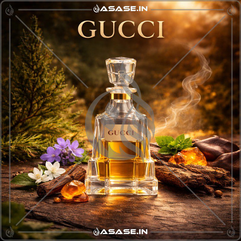 Gucci Attar premium woody amber fragrance bottle