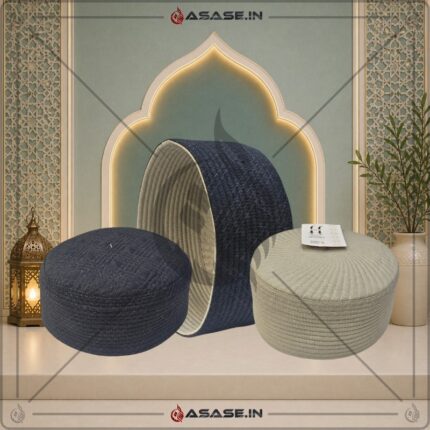 JJ Cap premium stitching design dark blue beige breathable fabric kufi cap
