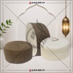 Best Quality JJ Cap white golden brown reversible namaz topi premium islamic cap