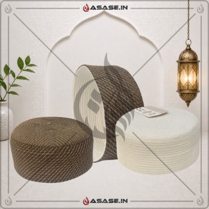 Best Quality JJ Cap white golden brown reversible namaz topi premium islamic cap