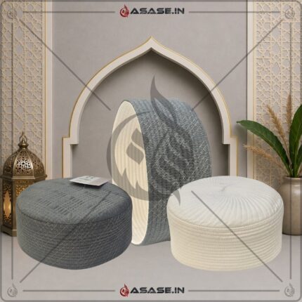 Premium Quality JJ Cap white grey reversible namaz topi junaid jamshed style islamic cap