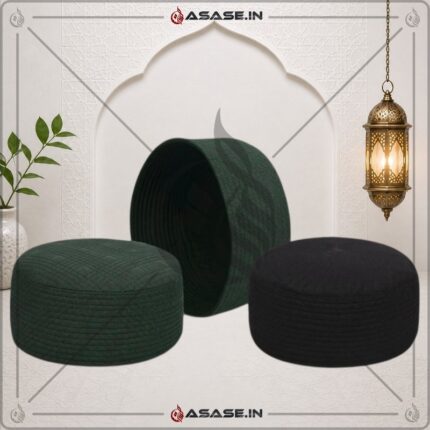Premium JJ Caps black green reversible namaz topi junaid jamshed style islamic cap